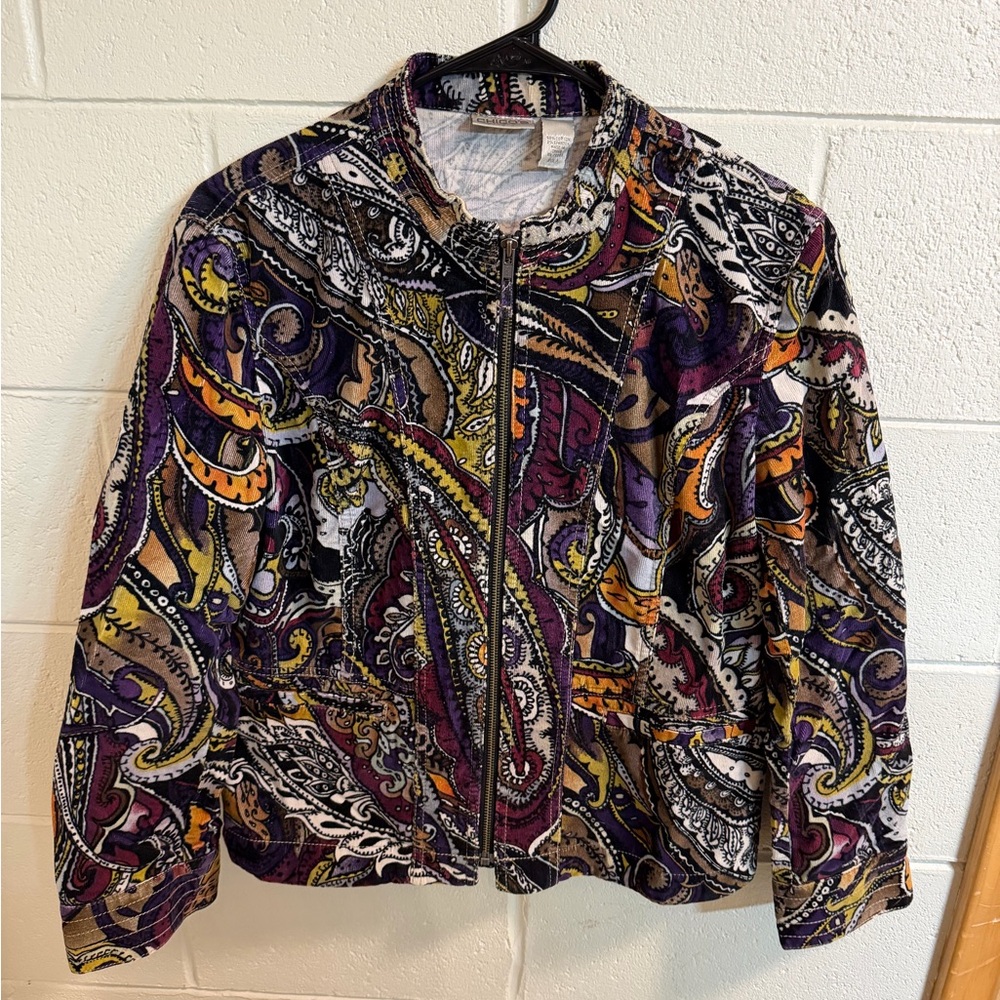 Chico's Vibrant Paisley Bomber Jacket vintage size 2